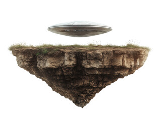Isolated Flying Saucer On The Top Of A Rock