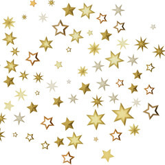A digital illustration of golden stars on a black background