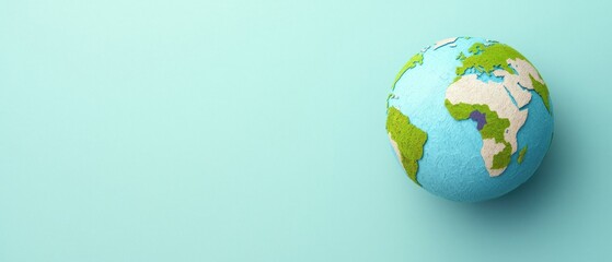 Global Earth Model on Light Blue Background Eco Friendly Concept