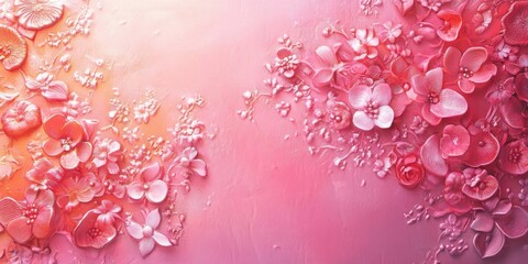 Elegant embossed floral backdrop with soft pink hues, radiant glow, and varied textures, blending themes of love and romance in a harmonious layout.