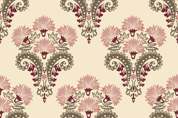 Motifs Ikat floral paisley embroidery background.geometric ethnic oriental pattern traditional.Aztec-style abstract vector illustration. Design for texture, fabric, clothing, wrapping, decoration © supachai