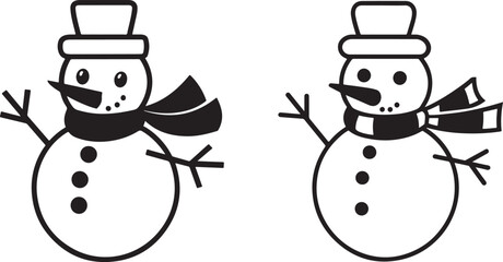 Two cheerful, simple snowmen, perfect for winter designs.