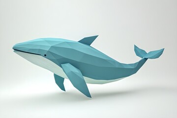 Obraz premium 3d model of a paper origami blue whale