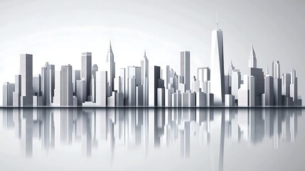 Obraz premium Modern City Skyline Reflected In Still Water