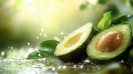 Beauty of avocado oil extract with copy space for cosmetic product display