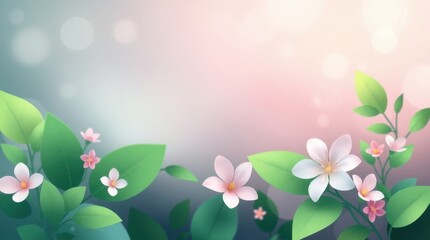 Soft blossoms illuminated by gentle light create a serene garden ambiance in an artistic spring design