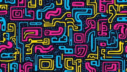 Vivid Pattern, Intricate Design, Bold Colors, Sharp Edges, Contemporary Style, Minimalist Palette