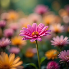 Obraz premium Vibrant Flower Amidst Soft Bokeh Blooms