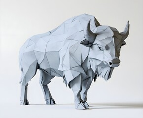 3d model of a paper origami bison