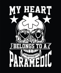 MY HEART BELONGS TO A PARAMEDIC TSHIRT DESIGN.