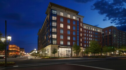 Modern Urban Apartment Complex at Night: A Stunning Architectural Design