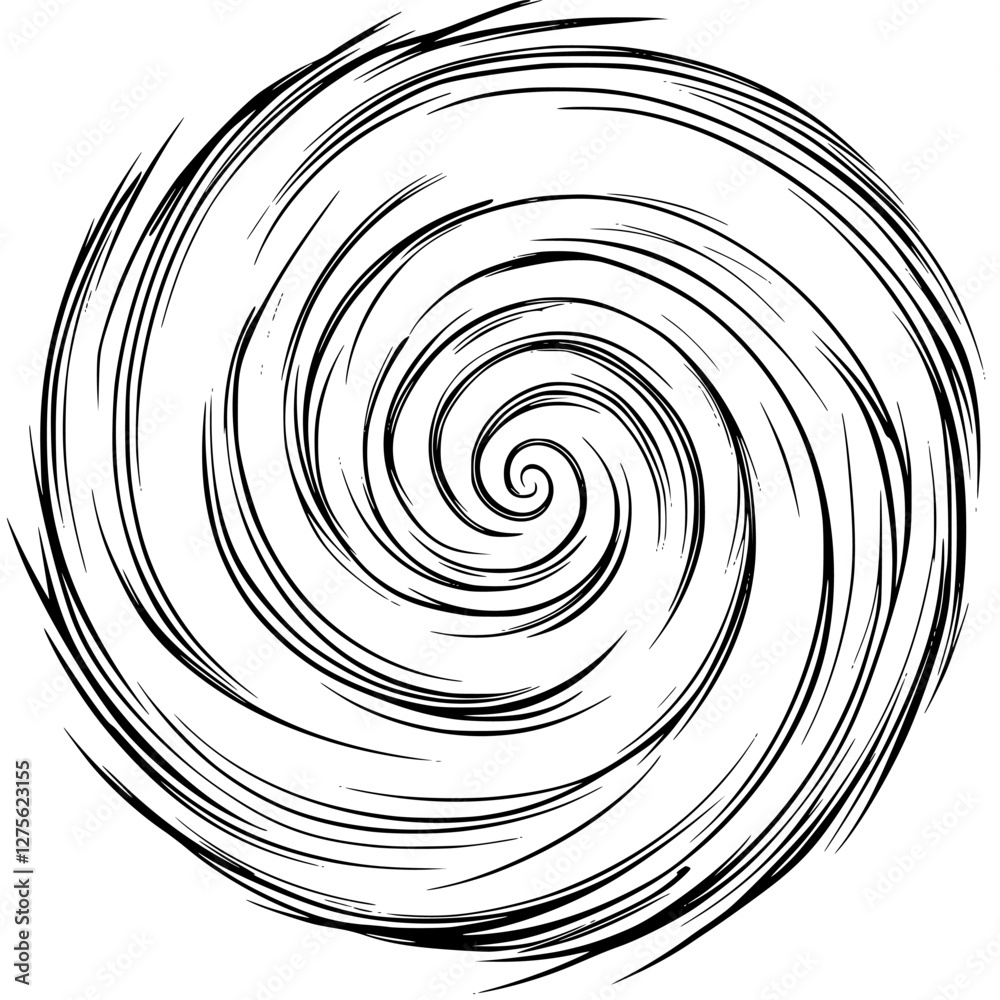 Poster abstract swirled pattern in black and white created using bold lines showing depth and movement