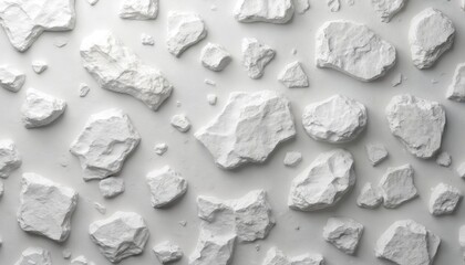 Abstract soft white stone background texture. Neutral smooth surface with rock fragments pattern. Perfect blank backdrop for winter holiday season greeting cards mockup and banners.