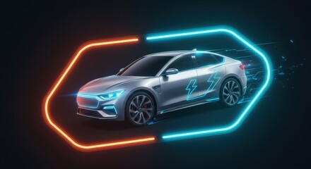 Dynamic Electric Car Icon with Environmental Focus