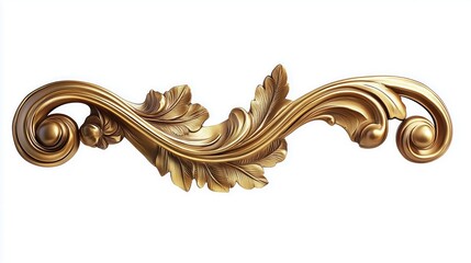 Elegant vintage gold frame with intricate curved design on white background