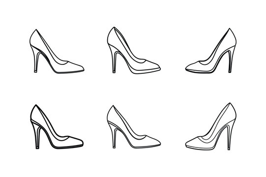 stiletto heels sketch icon line art vector illustration