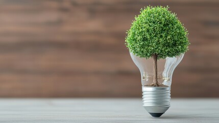 Eco-Friendly Symbol of Growth with Tree Inside Light Bulb for Sustainability Concepts