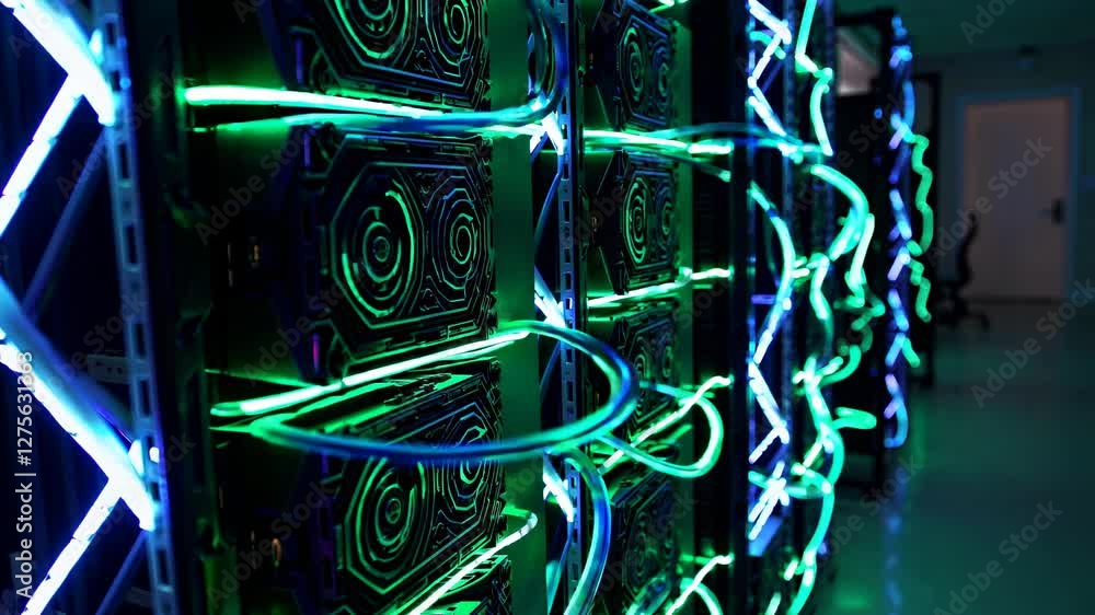 Leinwandbilder exploring the vibrant world of data centers with animated lighting and advanced technology