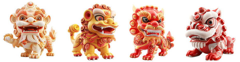 Vibrant 3D Lion Dance Icon transparents Background