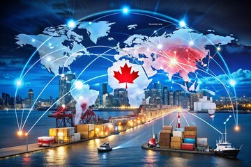 Futuristic background of Global business network, internet, Globalization concept.