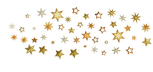 A simple image of golden stars scattered on a black background.
