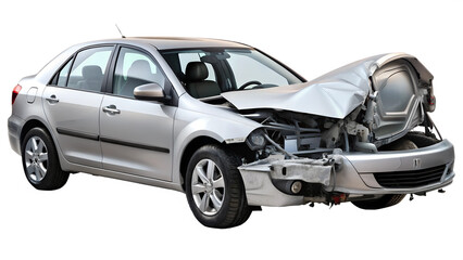 Car accident bus isolated on transparent white background, clipping path