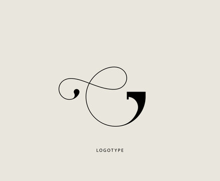 Letter "G" vector logo. Elegant minimalist icon. Classic logotype with thin lines and curls.