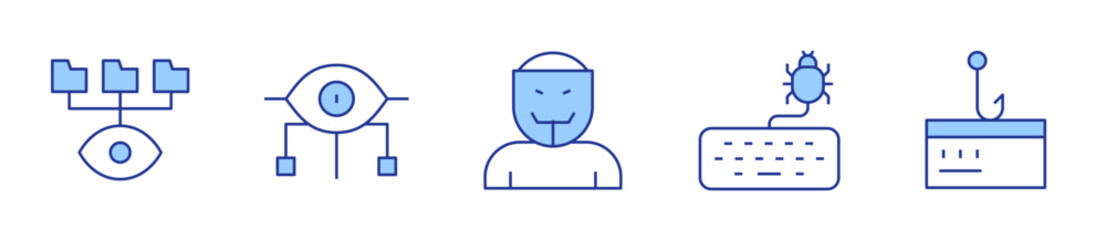 anonymous, cyber attack, fishing, spy, spyware. Hacker Icon vector illustration. Line Duotone style. Editable stroke