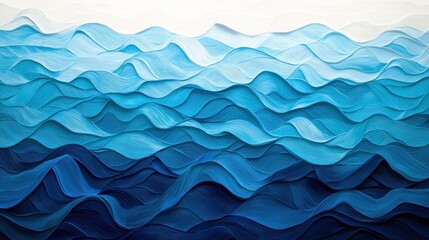 Obraz premium Abstract Ocean Waves Painting: Serene Blue Hues