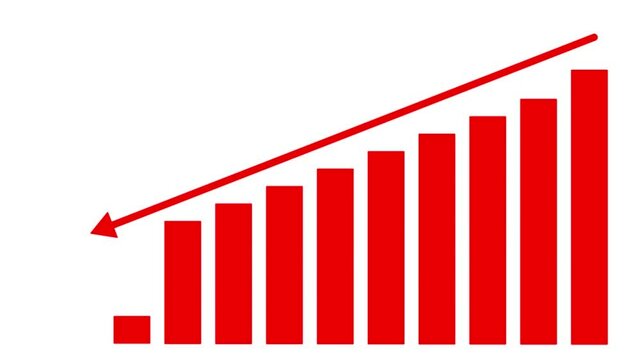 Business graph with downward arrow animation for financial loss market decline economic recession and data analysis motion graphics projects.







