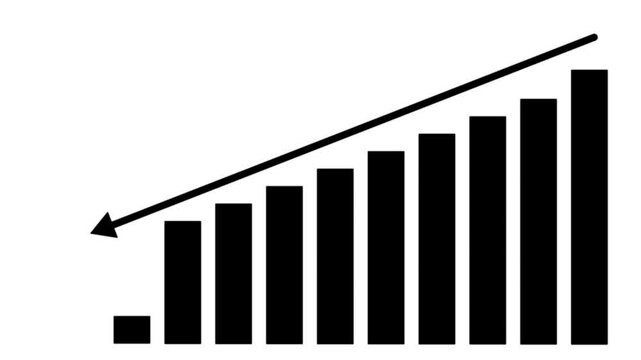 Business graph with down arrow animation for economic decline financial loss stock market drop and data visualization motion graphics projects.







