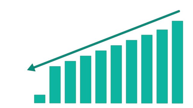Business chart with falling arrow animation representing financial downturn market decline economic slowdown and data analysis.