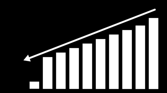 Business chart with falling arrow animation showcasing financial decline recession market drop economic crisis and data visualization.