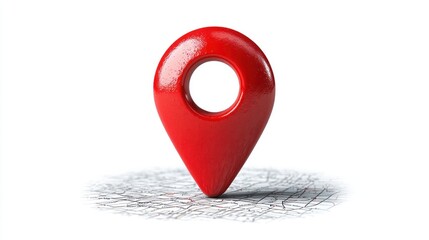 Red Location Marker on Abstract Map Background Design Concept