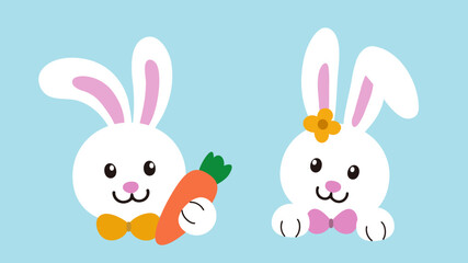 Set of cute white bunny head icon.
Easter rabbit.
Flat stock vector illustration.
Good for card,poster, banner, leaflet .