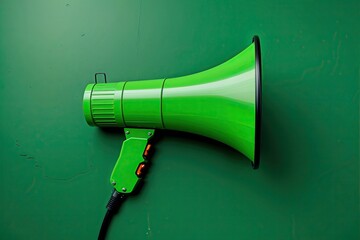 Vibrant Green Megaphone on Bright Green Background Innovative Ideas for Marketing and Promotion