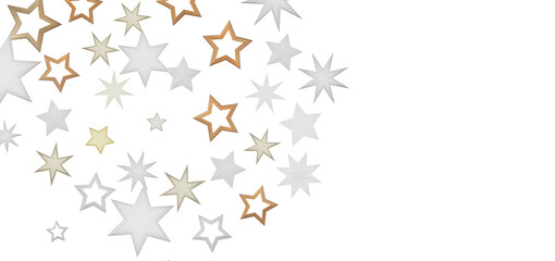 A digital illustration featuring various stars in different sizes, colors, and shades on a black background.