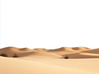 Vast Sandy Landscape Under a Clear Sky: A Breathtaking Panorama of Tranquility and Solitude in an Uninhabited Terrain