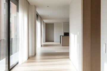 Modern Empty Corridor with Large Windows