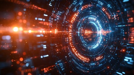 Glowing Wheel of Interconnected Spokes Representing Strategic Planning and Business Concept