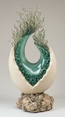 Obraz premium Abstract Glass Art Sculpture in Egg Form