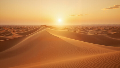 Expansive desert dunes at dawn, tranquility and emptiness