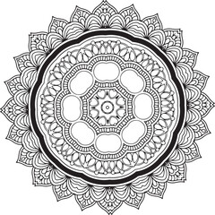 Intricate mandala with harmonious geometric patterns. Offering a spiritual and calming vibe, ideal for decorative designs, meditation themes, and bohemian aesthetics