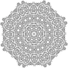 Stunning mandala design with symmetrical patterns and intricate details. Combining traditional and modern elements, perfect for decorative needs, graphic design, print products, backgrounds, and vario