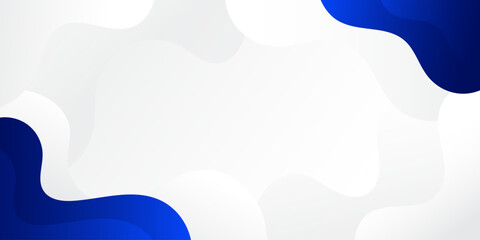 Abstract background with trendy wavy geometric elements. Dynamic white and blue gradient color composition. Vector illustration