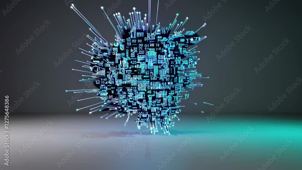 Poster exploring the impact of digital data visualization on modern technology and information processing