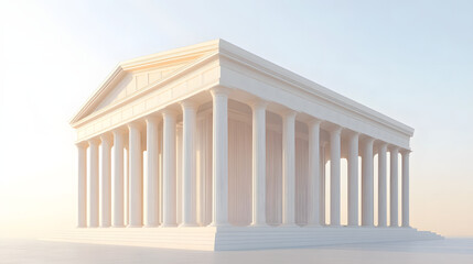 Obraz premium Ancient temple structure, majestic white columns with detailed carvings, symbolizing history and culture, ideal for educational content.