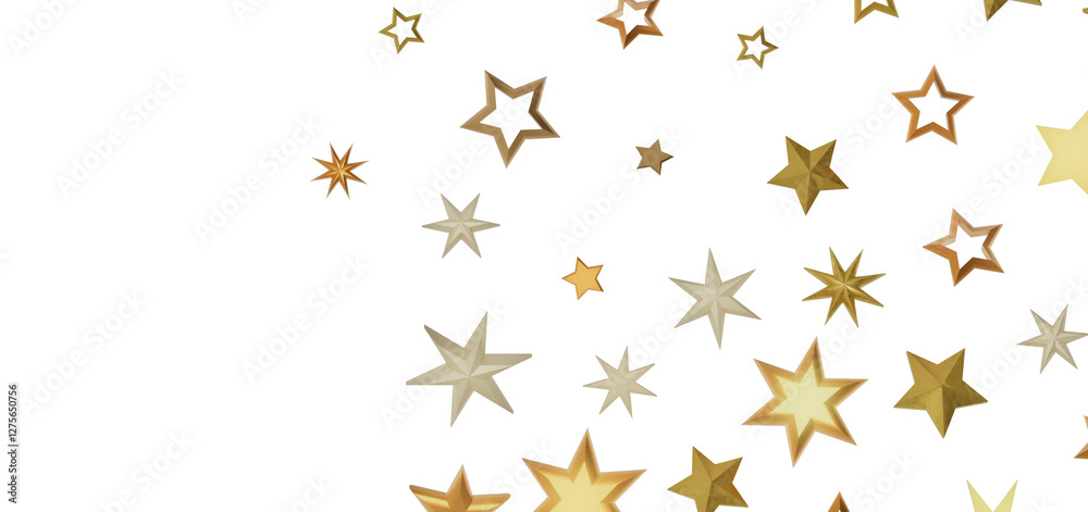 Poster A black background with scattered golden stars of different sizes, creating a sparkling and festive atmosphere.