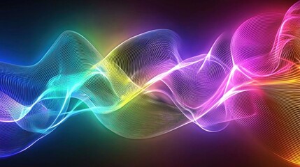 Obraz premium Abstract Rainbow Wave Energy Flow Digital Art