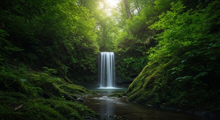Hidden Waterfall Oasis in Forest